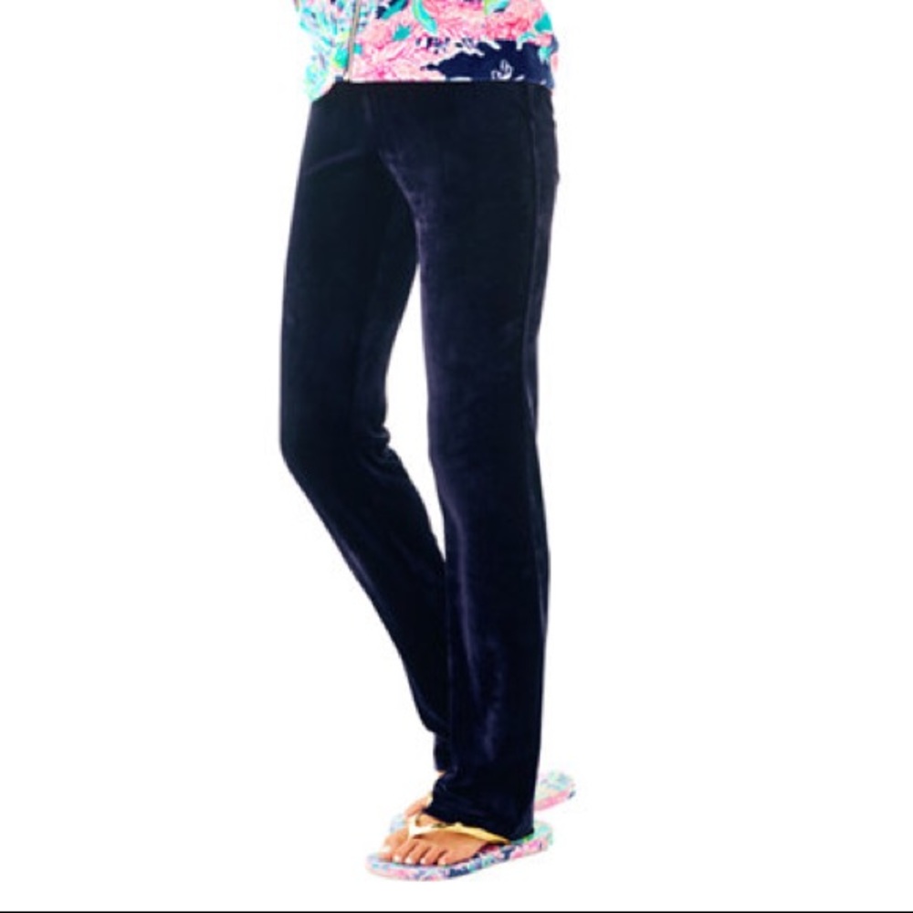 NWT Lilly Pulitzer Jordaynne Navy Velour Pants M